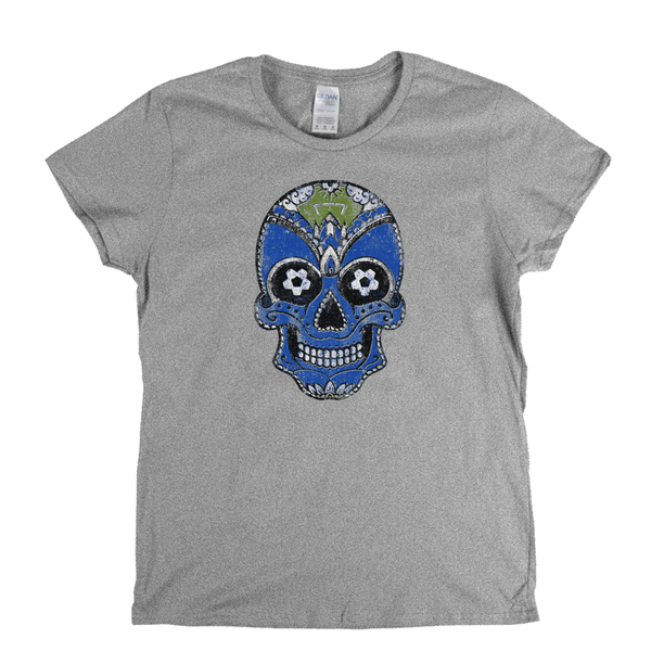 Team Sugar Skull Blue White Womens T-Shirt
