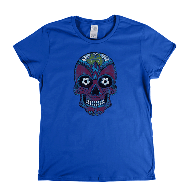 Team Sugar Skull Burgundy Sky Blue Womens T-Shirt