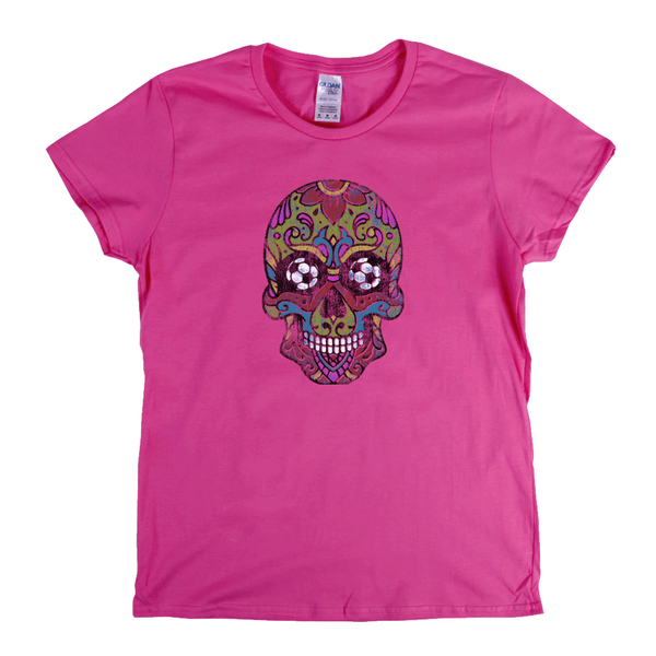 Soccer Sugar Skull Womens T-Shirt