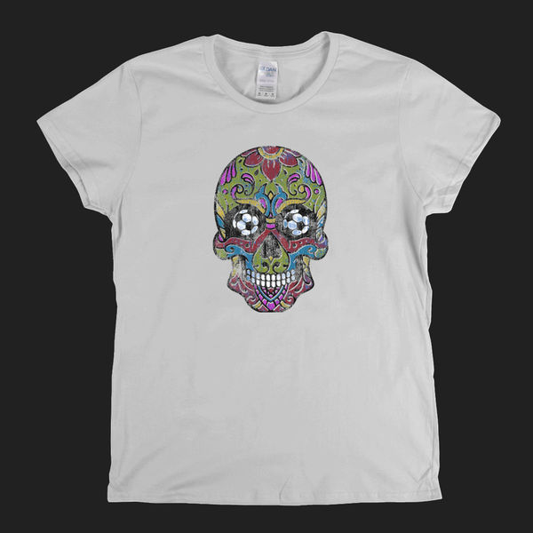 Soccer Sugar Skull Womens T-Shirt