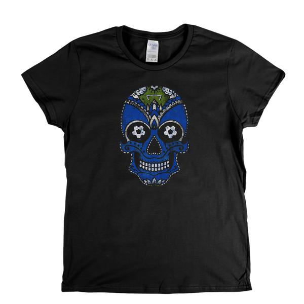 Team Sugar Skull Blue White Womens T-Shirt