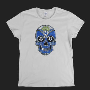 Team Sugar Skull Blue White Womens T-Shirt