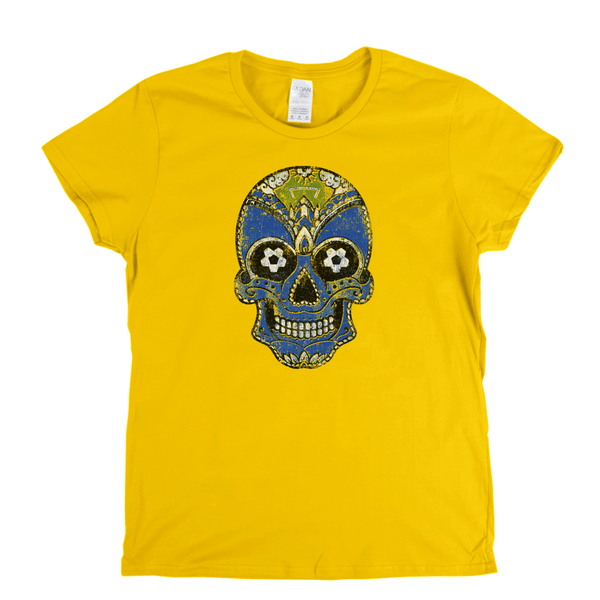 Team Sugar Skull Blue White Womens T-Shirt