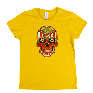 Team Sugar Skull Red White Stripe Womens T-Shirt
