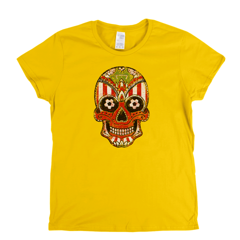 Team Sugar Skull Red White Stripe Womens T-Shirt