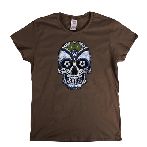 Team Sugar Skull White Blue Womens T-Shirt