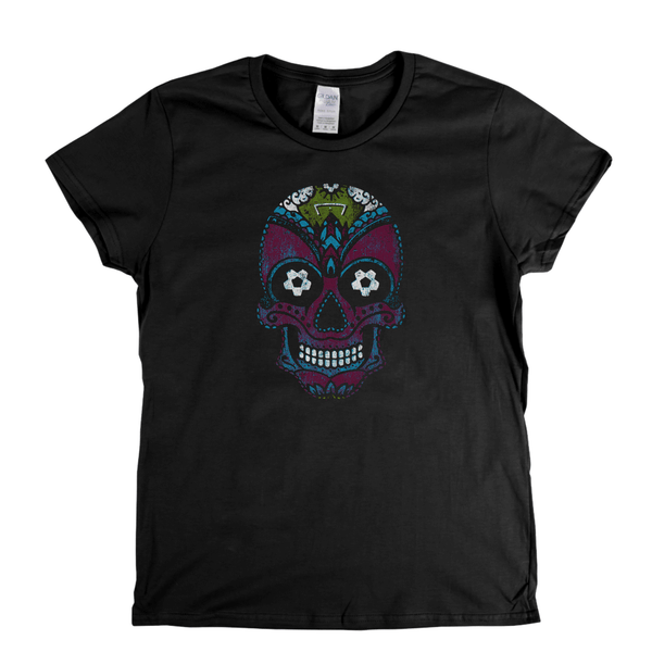 Team Sugar Skull Burgundy Sky Blue Womens T-Shirt