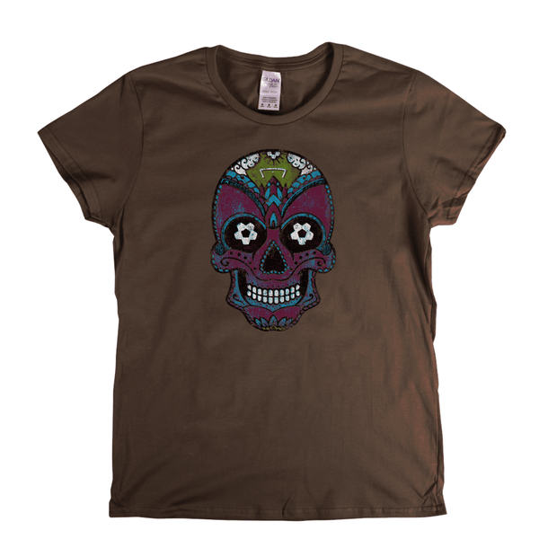 Team Sugar Skull Burgundy Sky Blue Womens T-Shirt