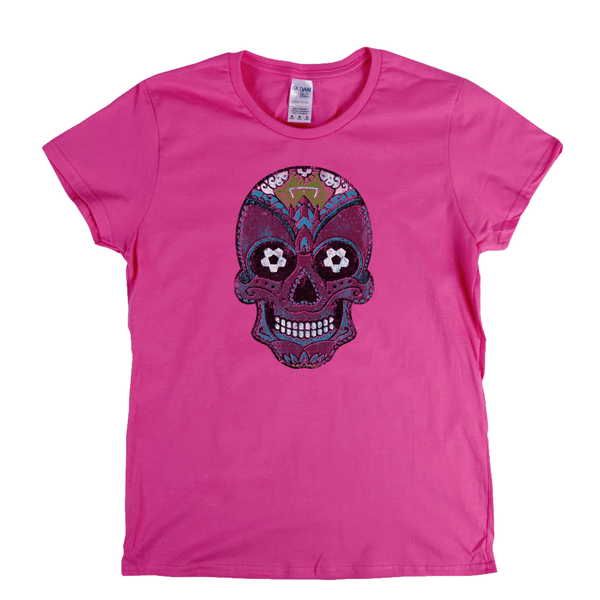 Team Sugar Skull Burgundy Sky Blue Womens T-Shirt
