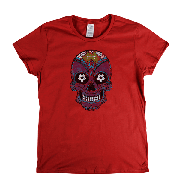 Team Sugar Skull Burgundy Sky Blue Womens T-Shirt