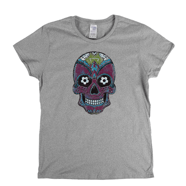 Team Sugar Skull Burgundy Sky Blue Womens T-Shirt