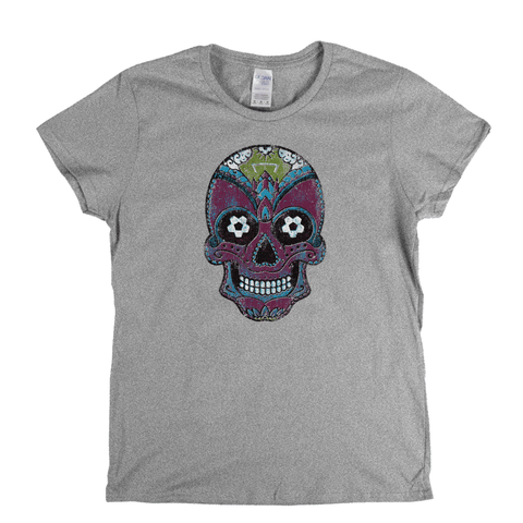 Team Sugar Skull Burgundy Sky Blue Womens T-Shirt