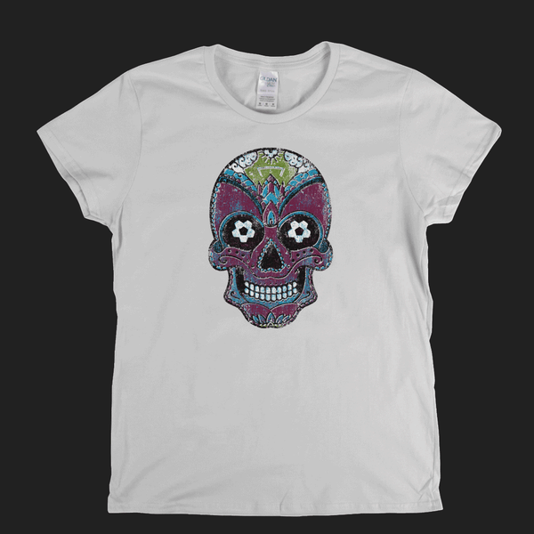 Team Sugar Skull Burgundy Sky Blue Womens T-Shirt